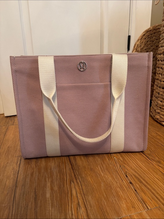 lululemon athletica Handbags - lululemon athletica Pink Canvas Tote with Cream Straps